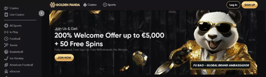 Goldenpanda Casino Bonus 200% bis 7500 Euro